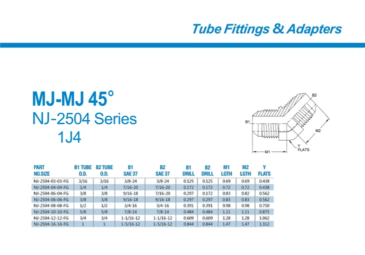Male JIC Male JIC 45 Degree Hydraulic Adapter Hose Fittings